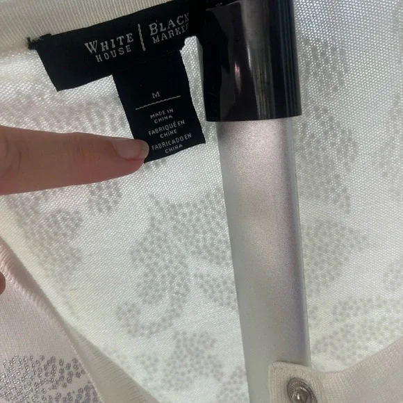 White House Black Market white cardigan with Silver Accents MEDIUM - Picture 4 of 8